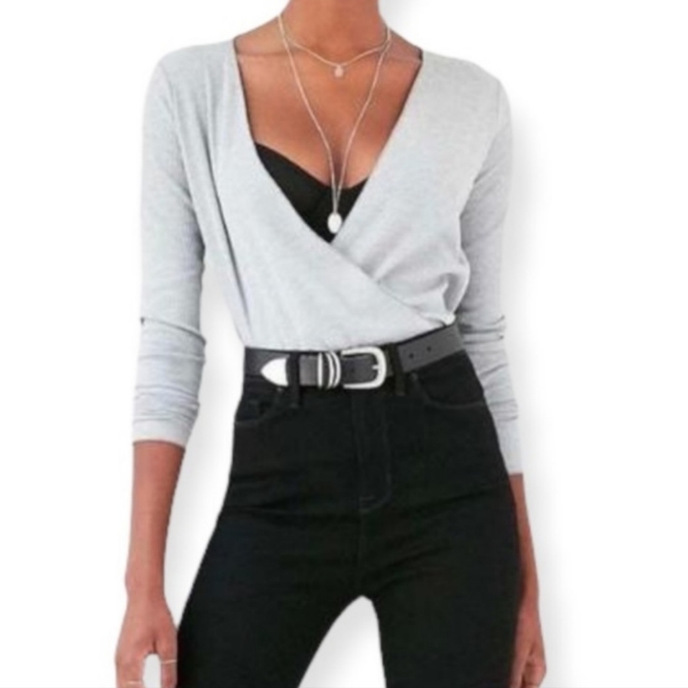 Urban Outfitters Project Social T grey waffle knit long sleeve top size …